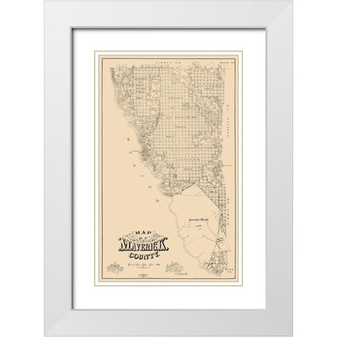 Maverick County Texas - McGaughey 1893  White Modern Wood Framed Art Print with Double Matting by McGaughey