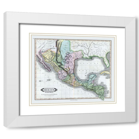 Mexico - Guatemala - Lizars 1833 White Modern Wood Framed Art Print with Double Matting by Lizars