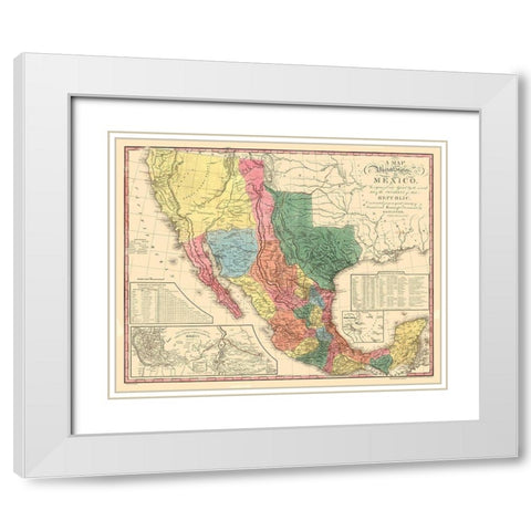 Texas - Mexico - Tanner 1847 White Modern Wood Framed Art Print with Double Matting by Tanner