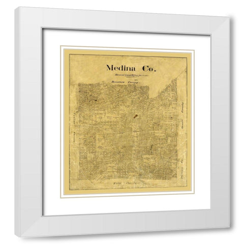 Medina County Texas - Rowe 1895  White Modern Wood Framed Art Print with Double Matting by Rowe