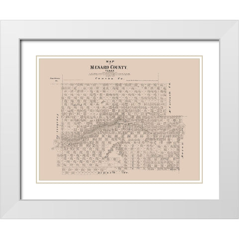 Menard County Texas - Walsh 1879  White Modern Wood Framed Art Print with Double Matting by Walsh