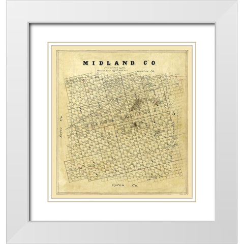 Midland County Texas -1896 White Modern Wood Framed Art Print with Double Matting by Unknown