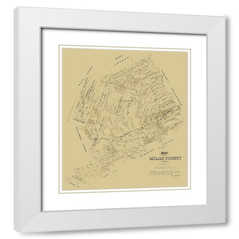Milam County Texas - Walsh 1879  White Modern Wood Framed Art Print with Double Matting by Walsh