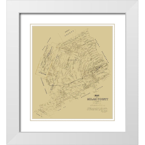 Milam County Texas - Walsh 1879  White Modern Wood Framed Art Print with Double Matting by Walsh