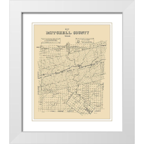 Mitchell County Texas - Abrams 1890  White Modern Wood Framed Art Print with Double Matting by Abrams