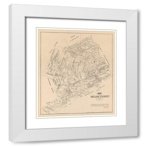 Milam County Texas - Walsh 1879  White Modern Wood Framed Art Print with Double Matting by Walsh