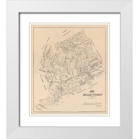 Milam County Texas - Walsh 1879  White Modern Wood Framed Art Print with Double Matting by Walsh
