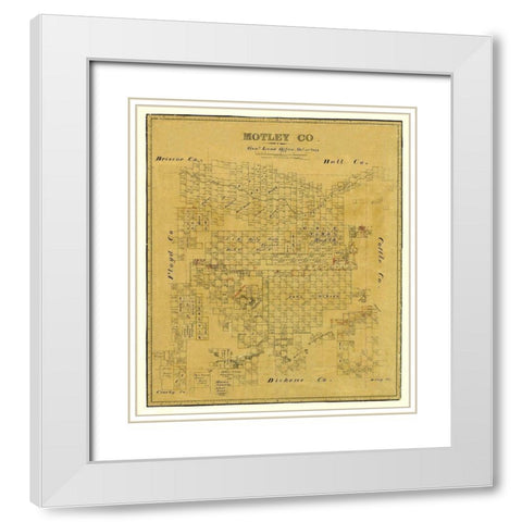 Motley County Texas - Matthews 1879  White Modern Wood Framed Art Print with Double Matting by Matthews