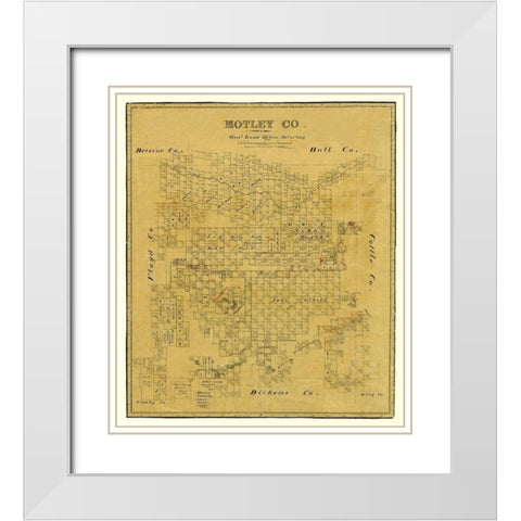 Motley County Texas - Matthews 1879  White Modern Wood Framed Art Print with Double Matting by Matthews