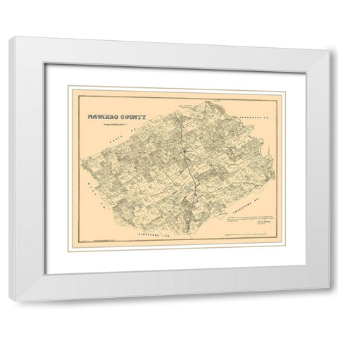 Navarro County Texas - Walsh 1880  White Modern Wood Framed Art Print with Double Matting by Walsh