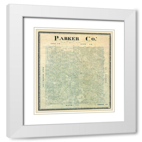 Parker County Texas -1889 White Modern Wood Framed Art Print with Double Matting by Unknown