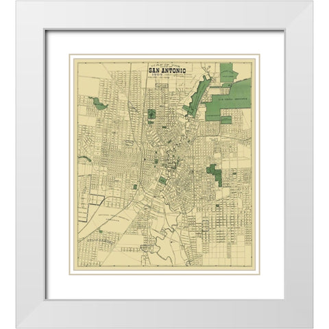 San Antonio Texas - Rullman 1909 White Modern Wood Framed Art Print with Double Matting by Rullman