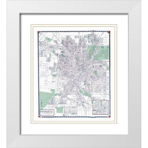 San Antonio Texas - Ashburn 1940 White Modern Wood Framed Art Print with Double Matting by Ashburn
