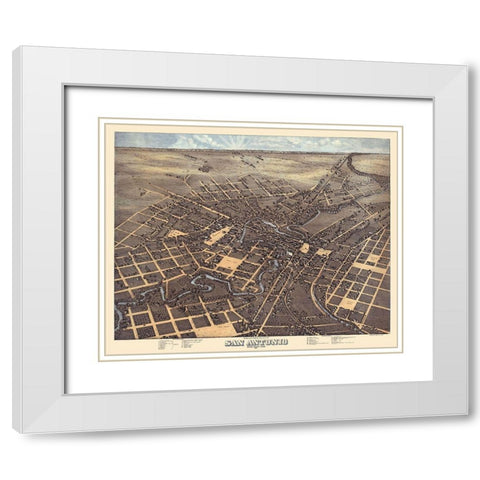 San Antonio Texas - Koch 1873  White Modern Wood Framed Art Print with Double Matting by Koch