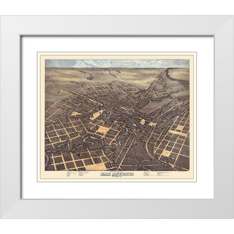 San Antonio Texas - Koch 1873  White Modern Wood Framed Art Print with Double Matting by Koch