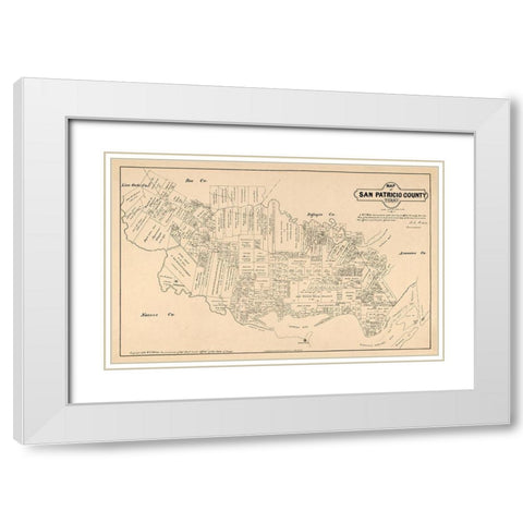 San Patricio County Texas - Walsh 1879  White Modern Wood Framed Art Print with Double Matting by Walsh