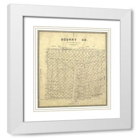 Scurry County Texas - Walsh 1880  White Modern Wood Framed Art Print with Double Matting by Walsh