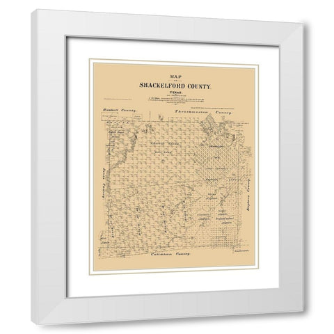 Shackelford County Texas - Walsh 1879  White Modern Wood Framed Art Print with Double Matting by Walsh