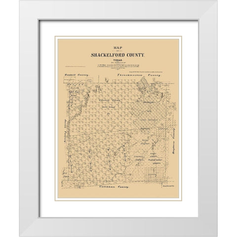 Shackelford County Texas - Walsh 1879  White Modern Wood Framed Art Print with Double Matting by Walsh