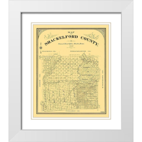 Shackelford County Texas - Duke 1901  White Modern Wood Framed Art Print with Double Matting by Duke