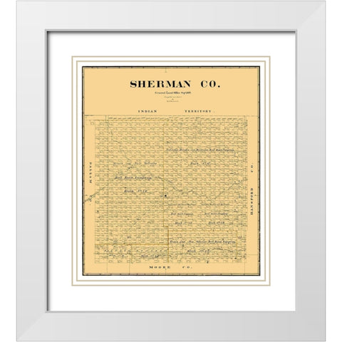 Sherman County Texas - Beaumont 1889  White Modern Wood Framed Art Print with Double Matting by Beaumont