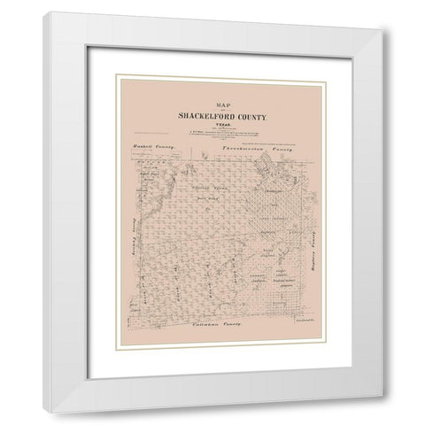 Shackelford County Texas - Walsh 1879  White Modern Wood Framed Art Print with Double Matting by Walsh