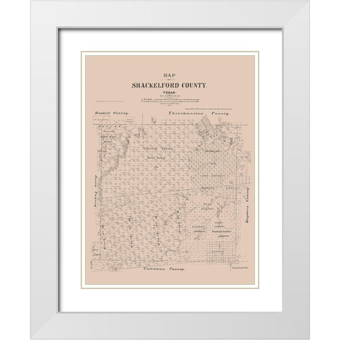 Shackelford County Texas - Walsh 1879  White Modern Wood Framed Art Print with Double Matting by Walsh