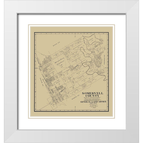 Somervell County Texas - Theilepape 1884  White Modern Wood Framed Art Print with Double Matting by Thielepape