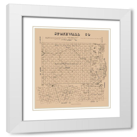Stonewall County Texas - Walsh 1880  White Modern Wood Framed Art Print with Double Matting by Walsh