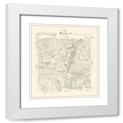 Taylor County Texas - Walsh 1879  White Modern Wood Framed Art Print with Double Matting by Walsh