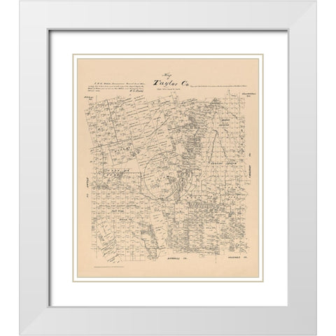 Taylor County Texas - Walsh 1879  White Modern Wood Framed Art Print with Double Matting by Walsh