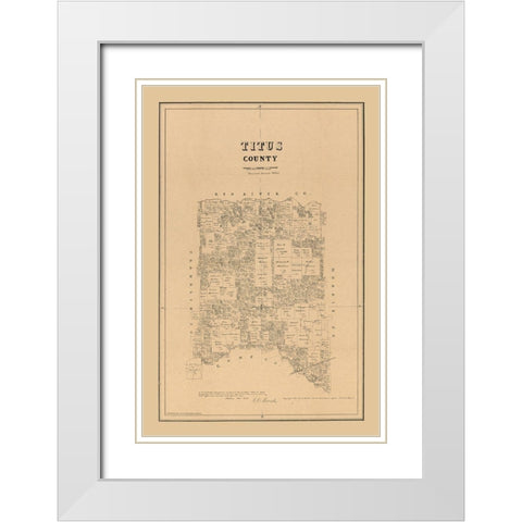 Titus County Texas - Walsh 1880  White Modern Wood Framed Art Print with Double Matting by Walsh