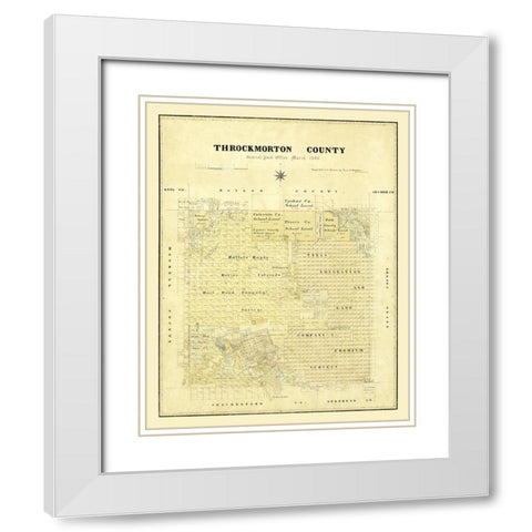 Throckmorton County Texas - Matthews 1880  White Modern Wood Framed Art Print with Double Matting by Matthews