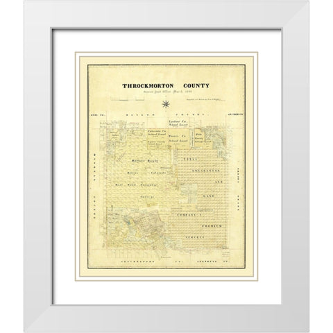Throckmorton County Texas - Matthews 1880  White Modern Wood Framed Art Print with Double Matting by Matthews