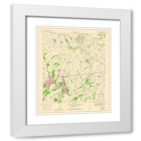 Tehuacana Texas Quad - USGS 1960 White Modern Wood Framed Art Print with Double Matting by USGS