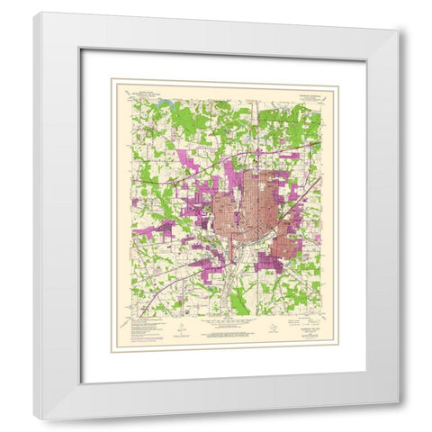 Texarkana Texas Quad - USGS 1954 White Modern Wood Framed Art Print with Double Matting by USGS