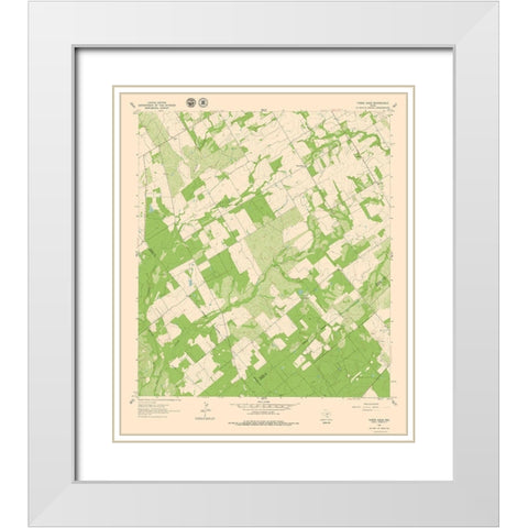 Three Oaks Texas Quad - USGS 1961 White Modern Wood Framed Art Print with Double Matting by USGS
