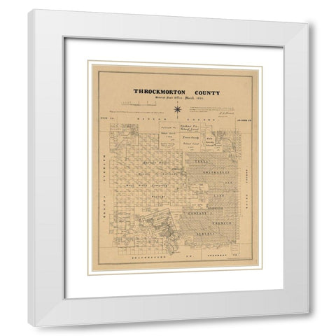 Throckmorton County Texas - Walsh 1880  White Modern Wood Framed Art Print with Double Matting by Walsh