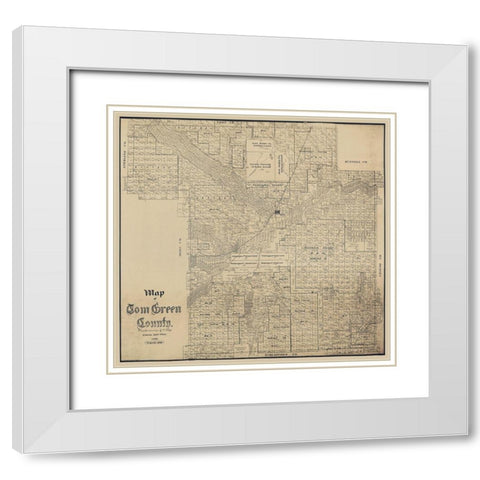 Tom Green County Texas - Schutze 1892  White Modern Wood Framed Art Print with Double Matting by Schutze