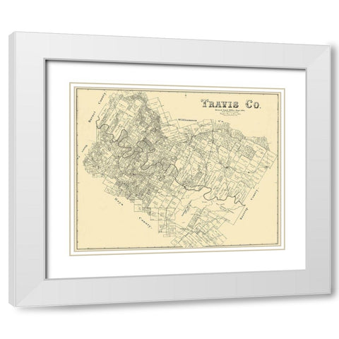 Travis Texas Landowner - Land Office 1894 White Modern Wood Framed Art Print with Double Matting by Land Office
