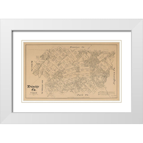 Trinity County Texas - Walsh 1879  White Modern Wood Framed Art Print with Double Matting by Walsh