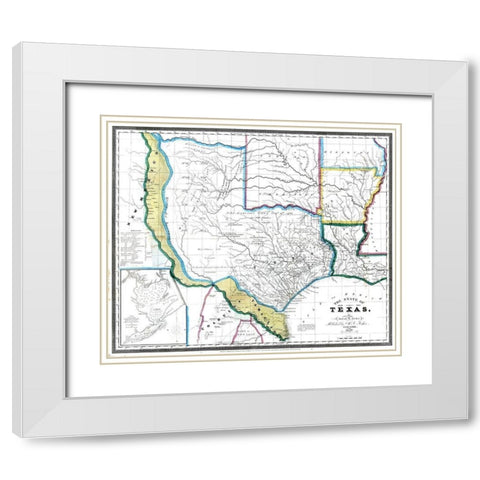 Texas - David Burr 1845 White Modern Wood Framed Art Print with Double Matting by David Burr