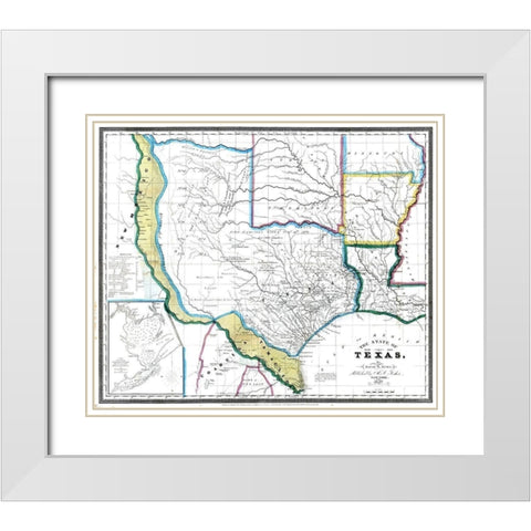 Texas - David Burr 1845 White Modern Wood Framed Art Print with Double Matting by David Burr
