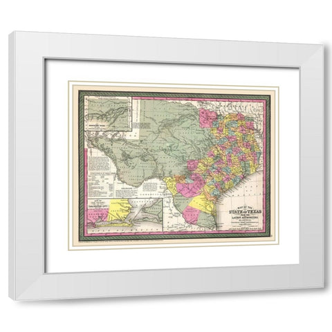 Texas - Young 1852 White Modern Wood Framed Art Print with Double Matting by Young