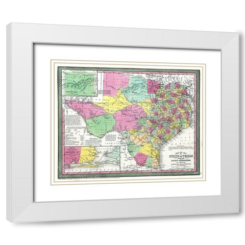 Texas - Young 1850 White Modern Wood Framed Art Print with Double Matting by Young