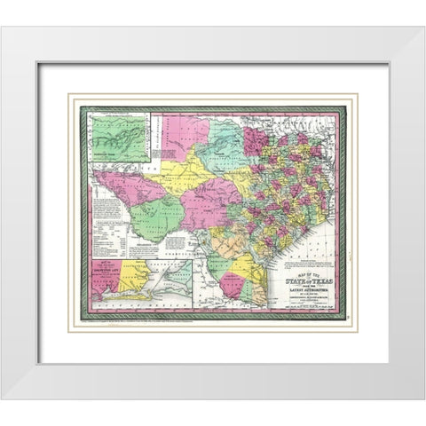 Texas - Young 1850 White Modern Wood Framed Art Print with Double Matting by Young
