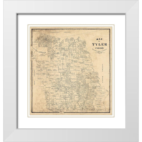 Tyler County Texas - Rowe 1897  White Modern Wood Framed Art Print with Double Matting by Rowe