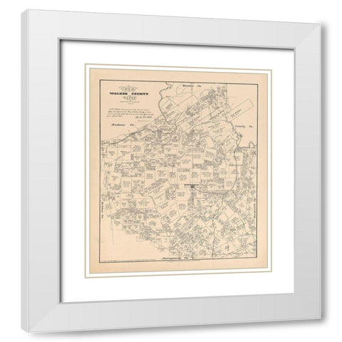 Walker County Texas - Walsh 1879  White Modern Wood Framed Art Print with Double Matting by Walsh