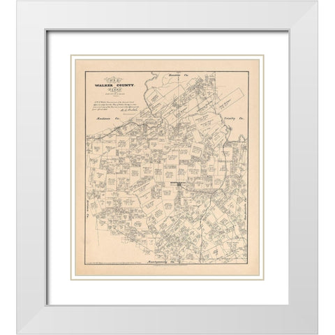 Walker County Texas - Walsh 1879  White Modern Wood Framed Art Print with Double Matting by Walsh