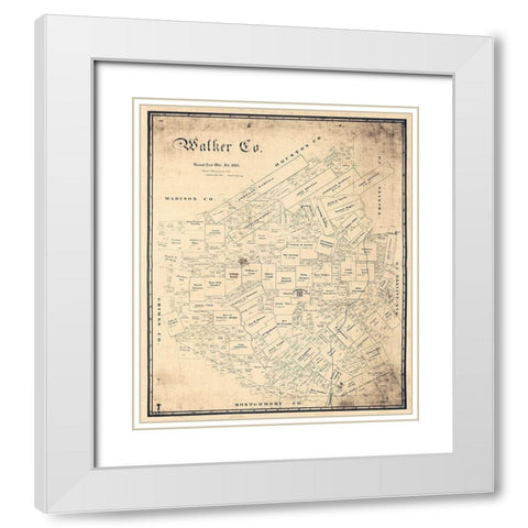 Walker County Texas - Sweeney 1889  White Modern Wood Framed Art Print with Double Matting by Sweeney
